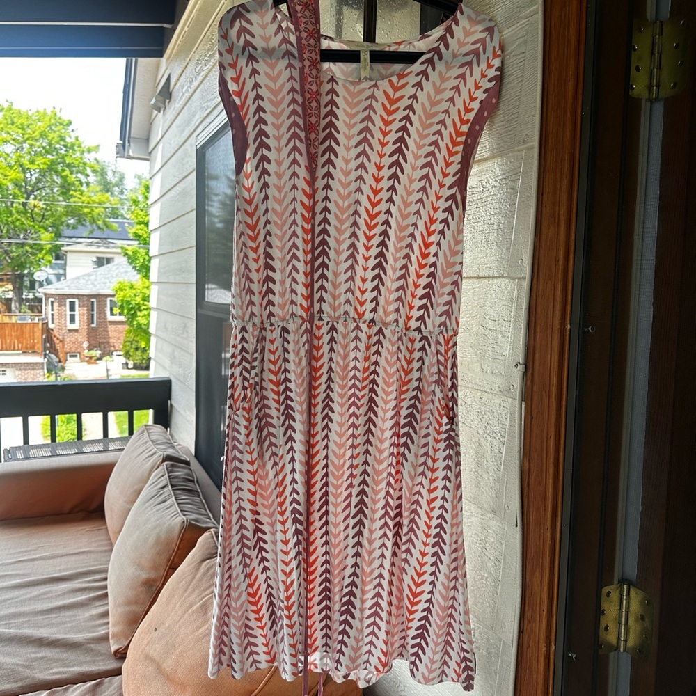 Matilda Jane Red and White/pink/purple printed  dress with belt